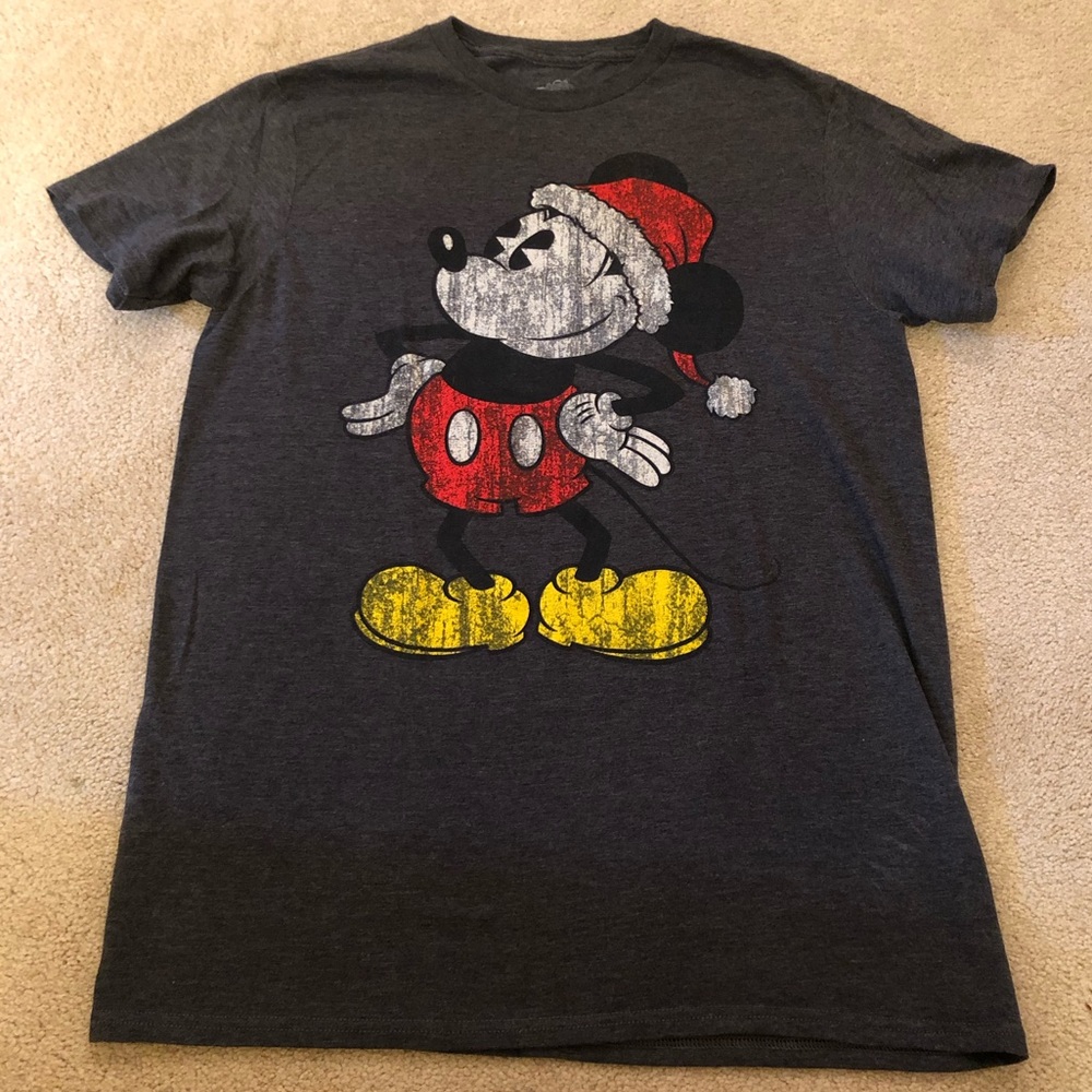 Two Disney Mickey Mouse Christmas Holiday T-shirts - Small & Med